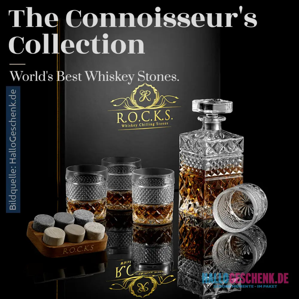 Whiskey Decanter With Glasses & Chilling Stones Gift Set