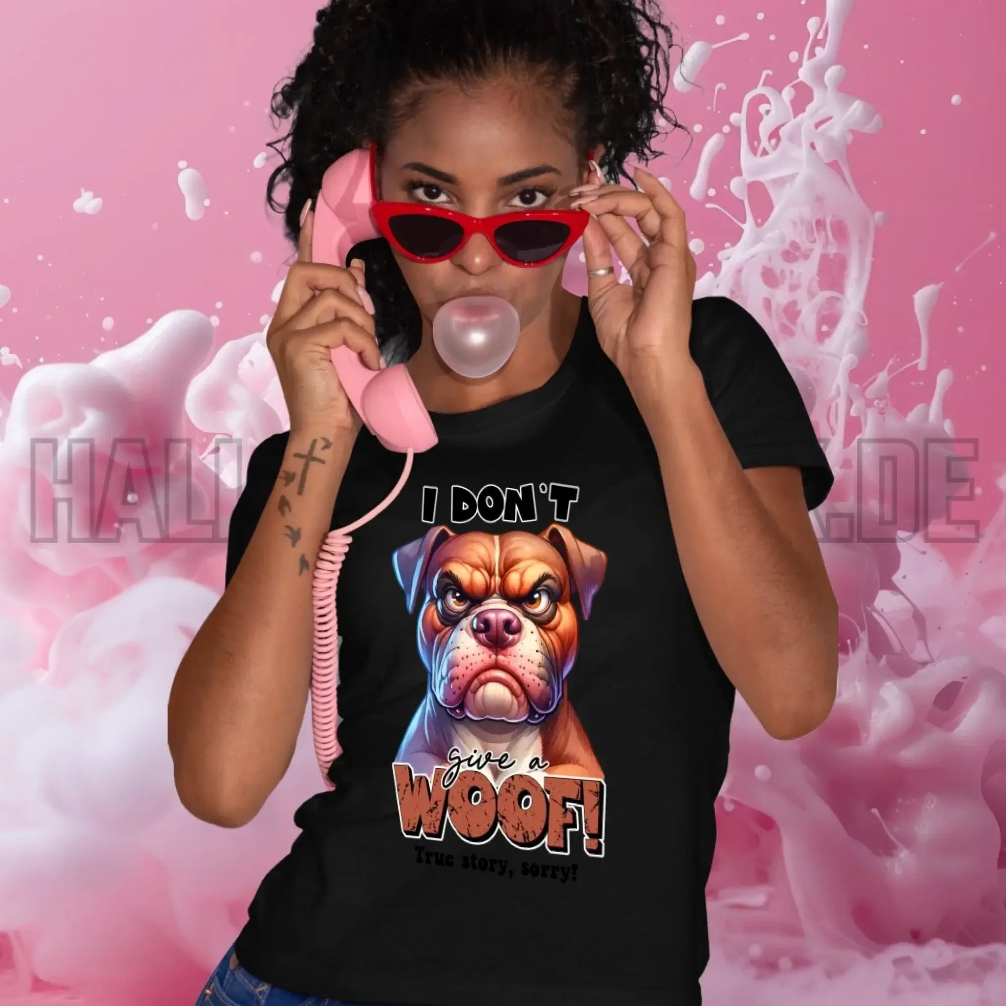 Woof! • Hund • Ladies Premium T-Shirt XS-2XL aus Bio-Baumwolle für Damen • Exklusivdesign • personalisiert