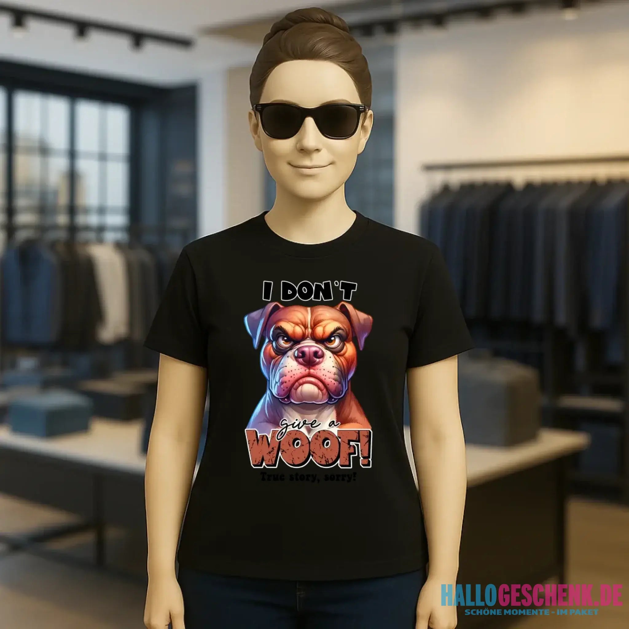 Woof! • Hund • Ladies Premium T-Shirt XS-2XL aus Bio-Baumwolle für Damen • Exklusivdesign • personalisiert