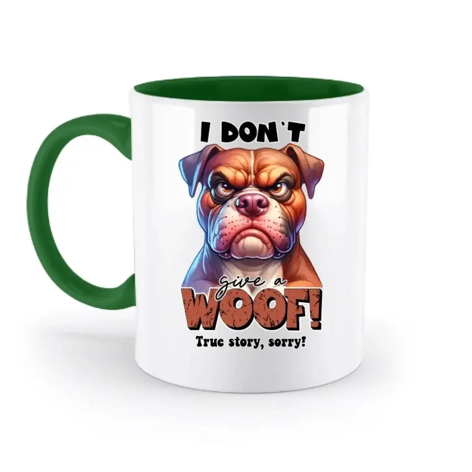 Woof! • Hund • zweifarbige Tasse • Exklusivdesign • personalisiert