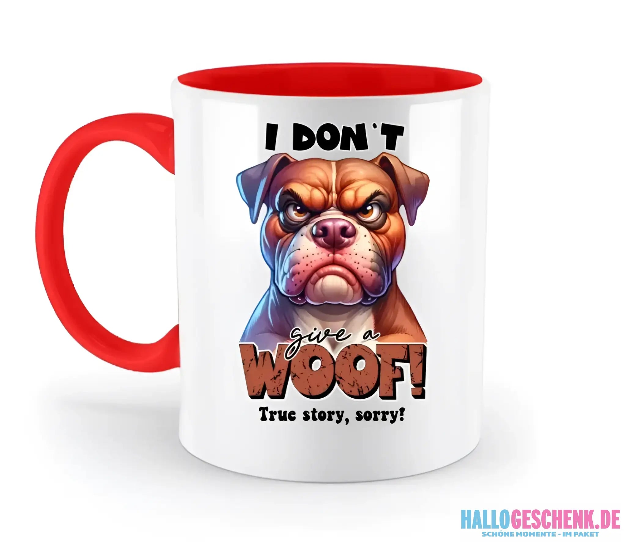 Woof! • Hund • zweifarbige Tasse • Exklusivdesign • personalisiert
