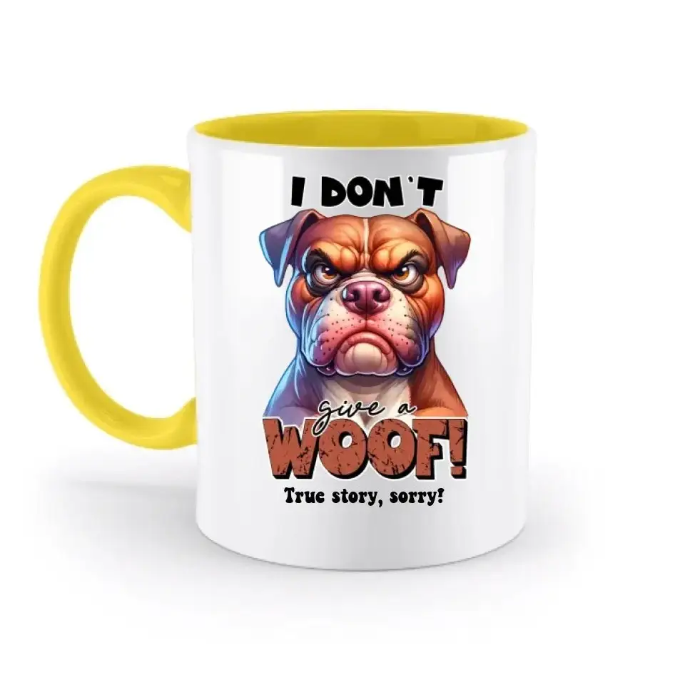 Woof! • Hund • zweifarbige Tasse • Exklusivdesign • personalisiert