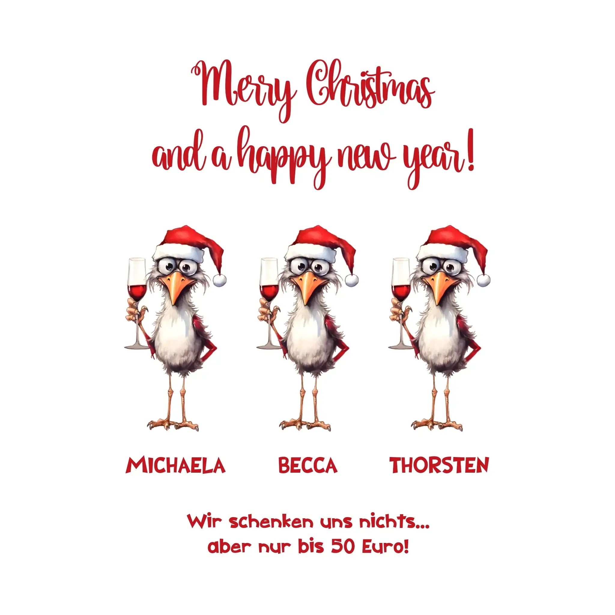 X-Mas Drink Ducks mit Wunschtext • 1-3 Enten verfügbar (personalisierbare Motive) • Weihnachtsente - Sticker 20x20 cm