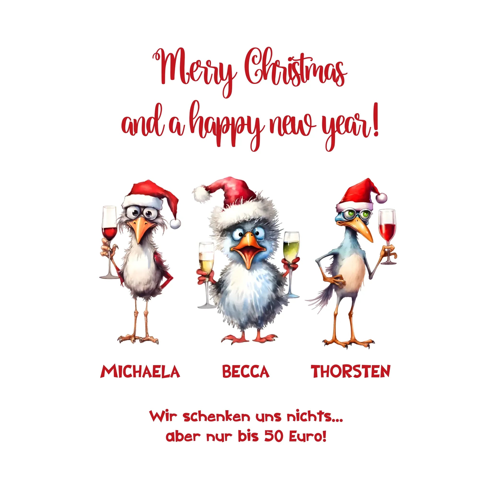 X-Mas Drink Ducks mit Wunschtext • 1-3 Enten verfügbar (personalisierbare Motive) • Weihnachtsente - personalisierbare