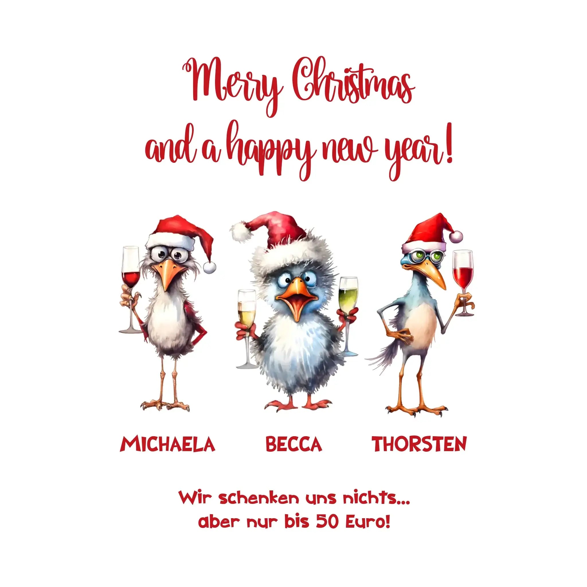 X-Mas Drink Ducks mit Wunschtext • 1-3 Enten verfügbar (personalisierbare Motive) • Weihnachtsente - personalisierbare