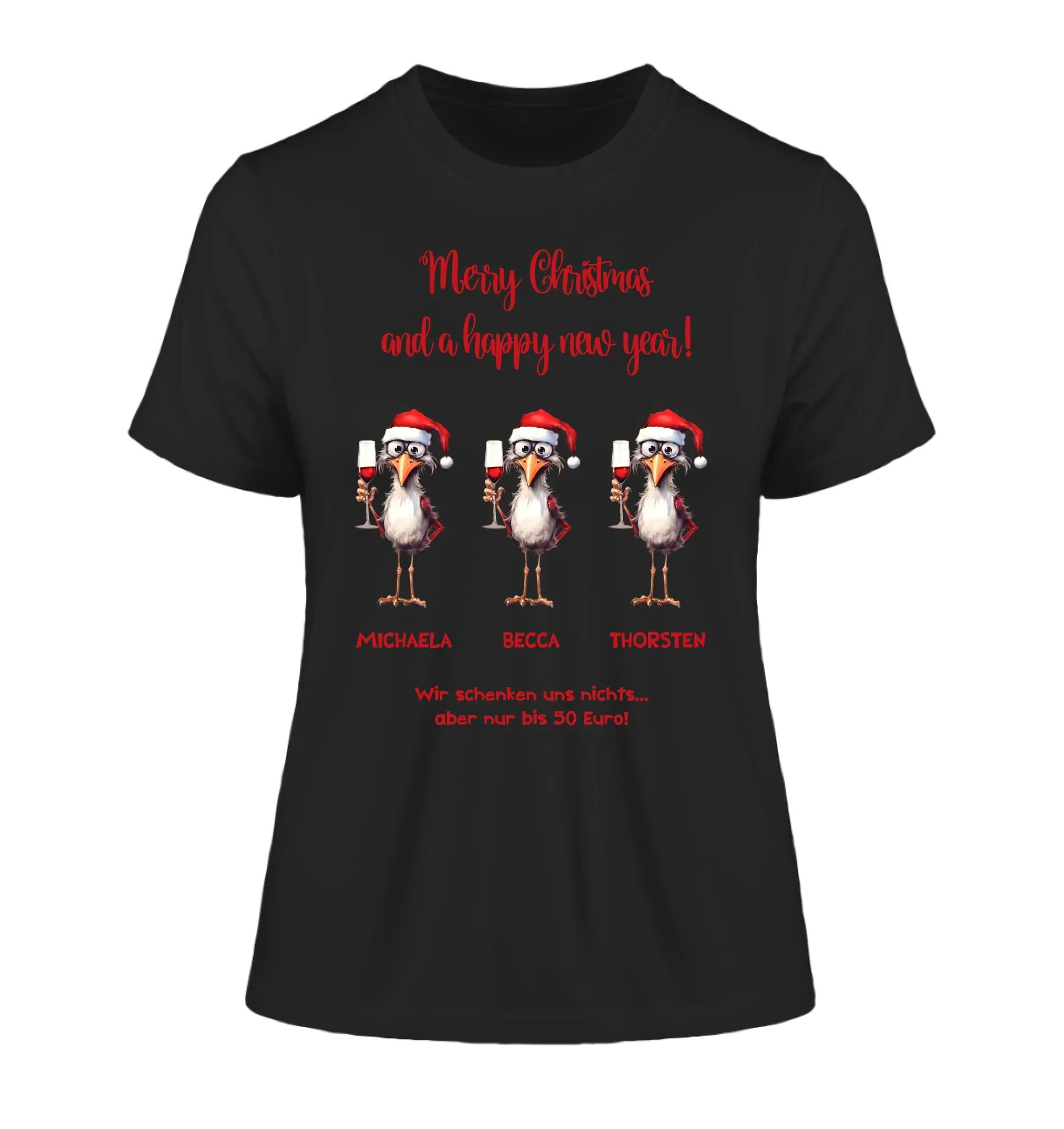 X-Mas Drink Ducks mit Wunschtext • 1-3 Enten verfügbar (personalisierbare Motive) • Weihnachtsente - Damen T-Shirt