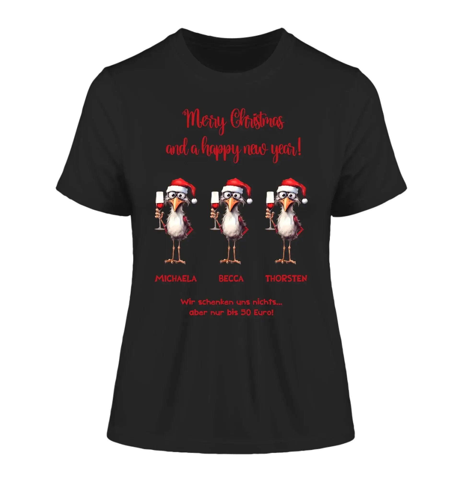 X-Mas Drink Ducks mit Wunschtext • 1-3 Enten verfügbar (personalisierbare Motive) • Weihnachtsente - Damen T-Shirt