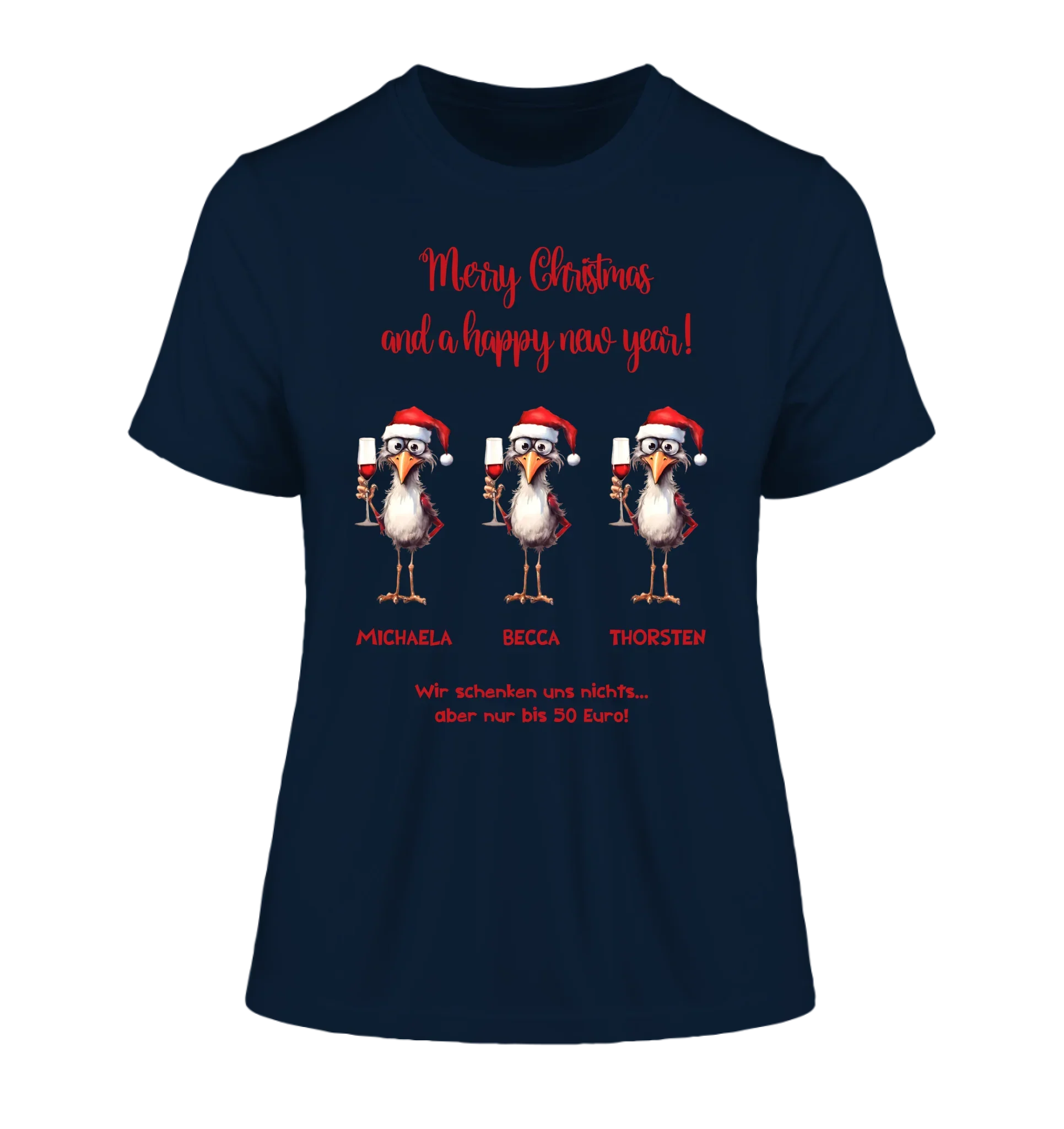 X-Mas Drink Ducks mit Wunschtext • 1-3 Enten verfügbar (personalisierbare Motive) • Weihnachtsente - Damen T-Shirt