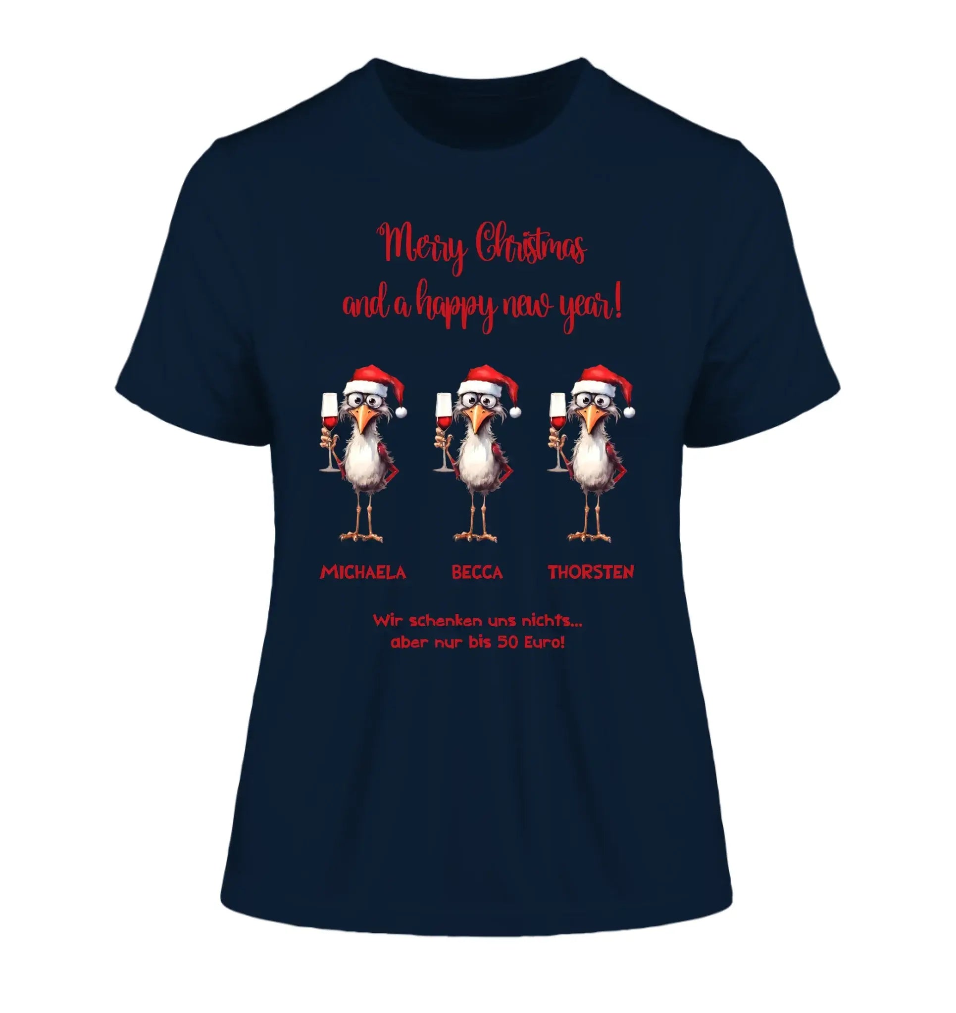 X-Mas Drink Ducks mit Wunschtext • 1-3 Enten verfügbar (personalisierbare Motive) • Weihnachtsente - Damen T-Shirt