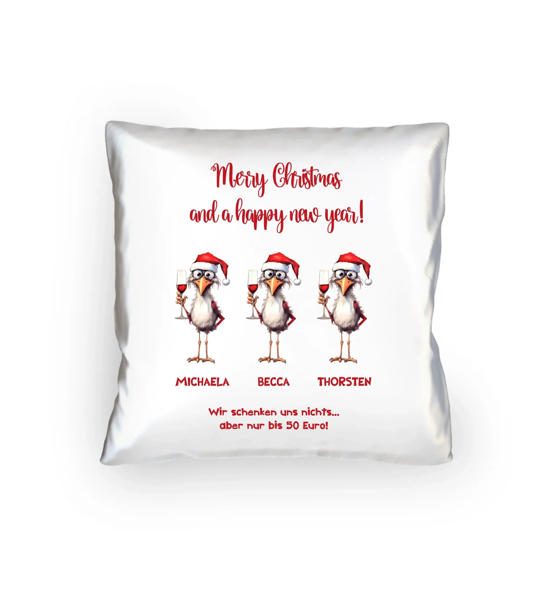 X-Mas Drink Ducks mit Wunschtext • 1-3 Enten verfügbar (personalisierbare Motive) • Weihnachtsente - Kissen 40x40 cm