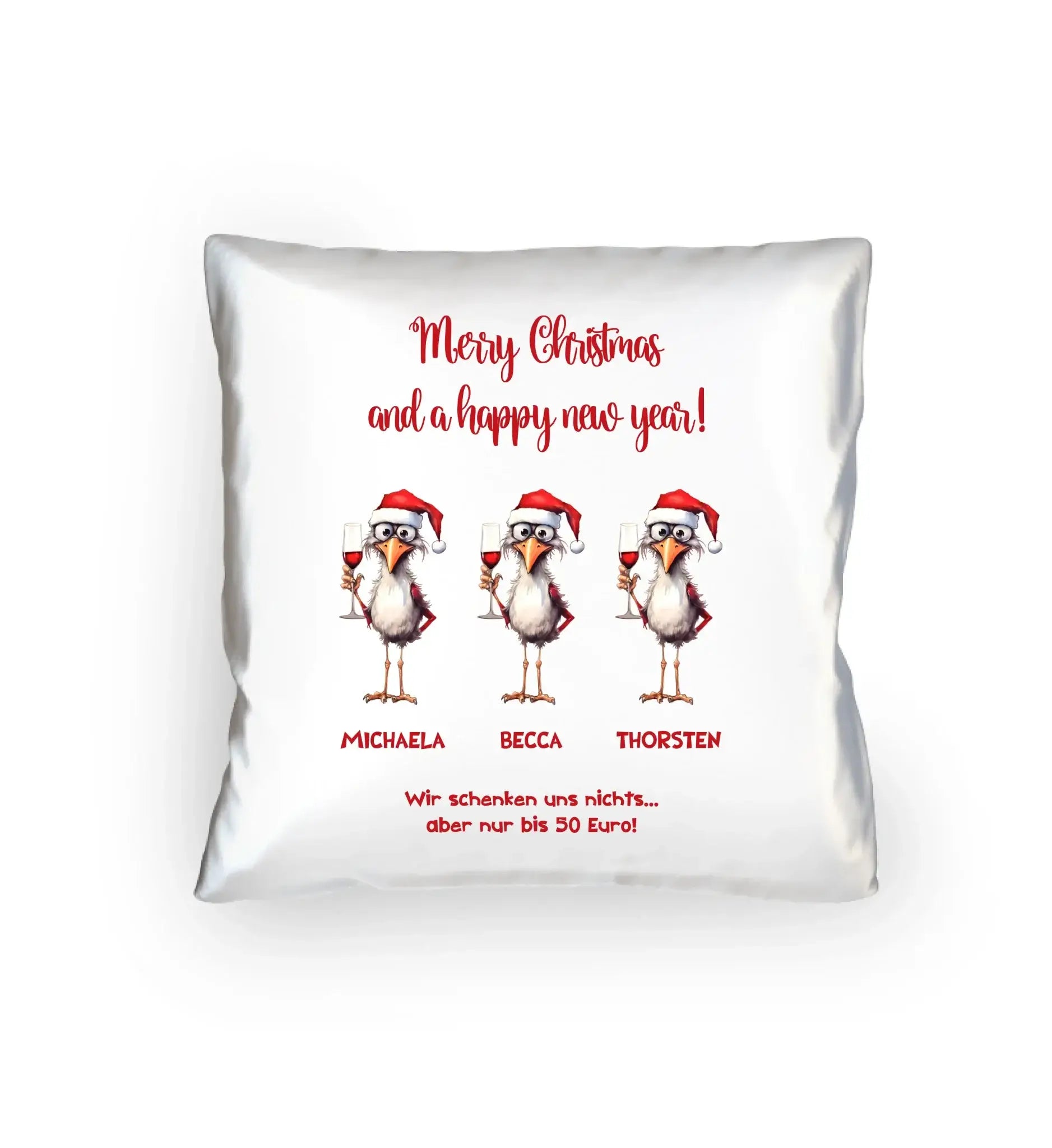 X-Mas Drink Ducks mit Wunschtext • 1-3 Enten verfügbar (personalisierbare Motive) • Weihnachtsente - Kissen 40x40 cm