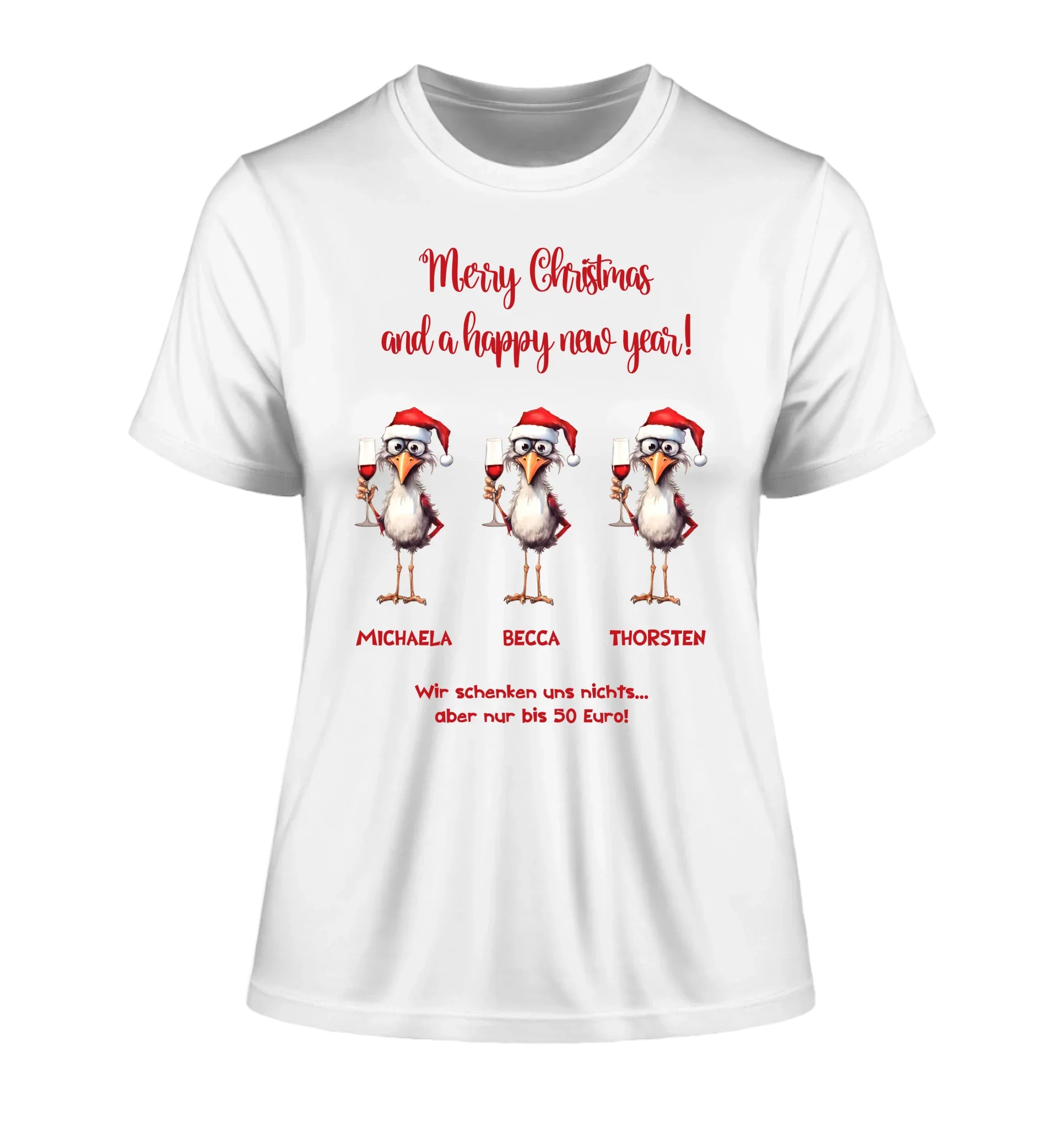 X-Mas Drink Ducks mit Wunschtext • 1-3 Enten verfügbar (personalisierbare Motive) • Weihnachtsente - Damen T-Shirt