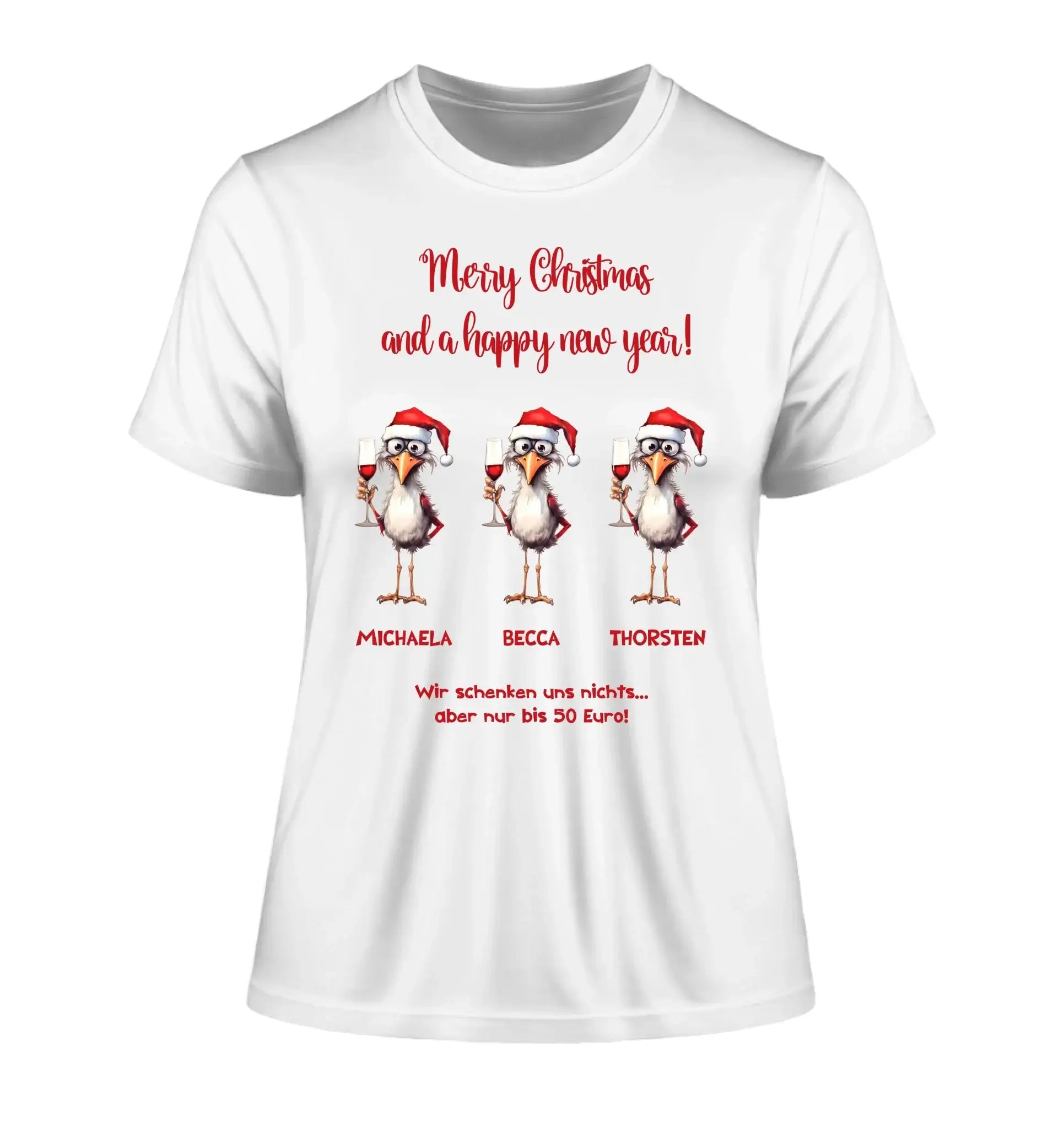 X-Mas Drink Ducks mit Wunschtext • 1-3 Enten verfügbar (personalisierbare Motive) • Weihnachtsente - Damen T-Shirt
