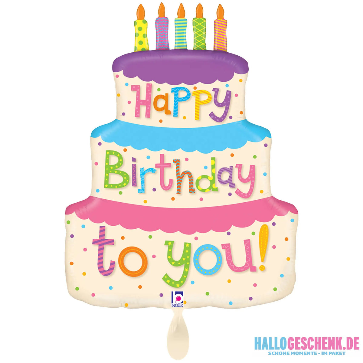 XXL Balloon: Girly Birthday Cake Birthday Cake Girl (Air/Helium)