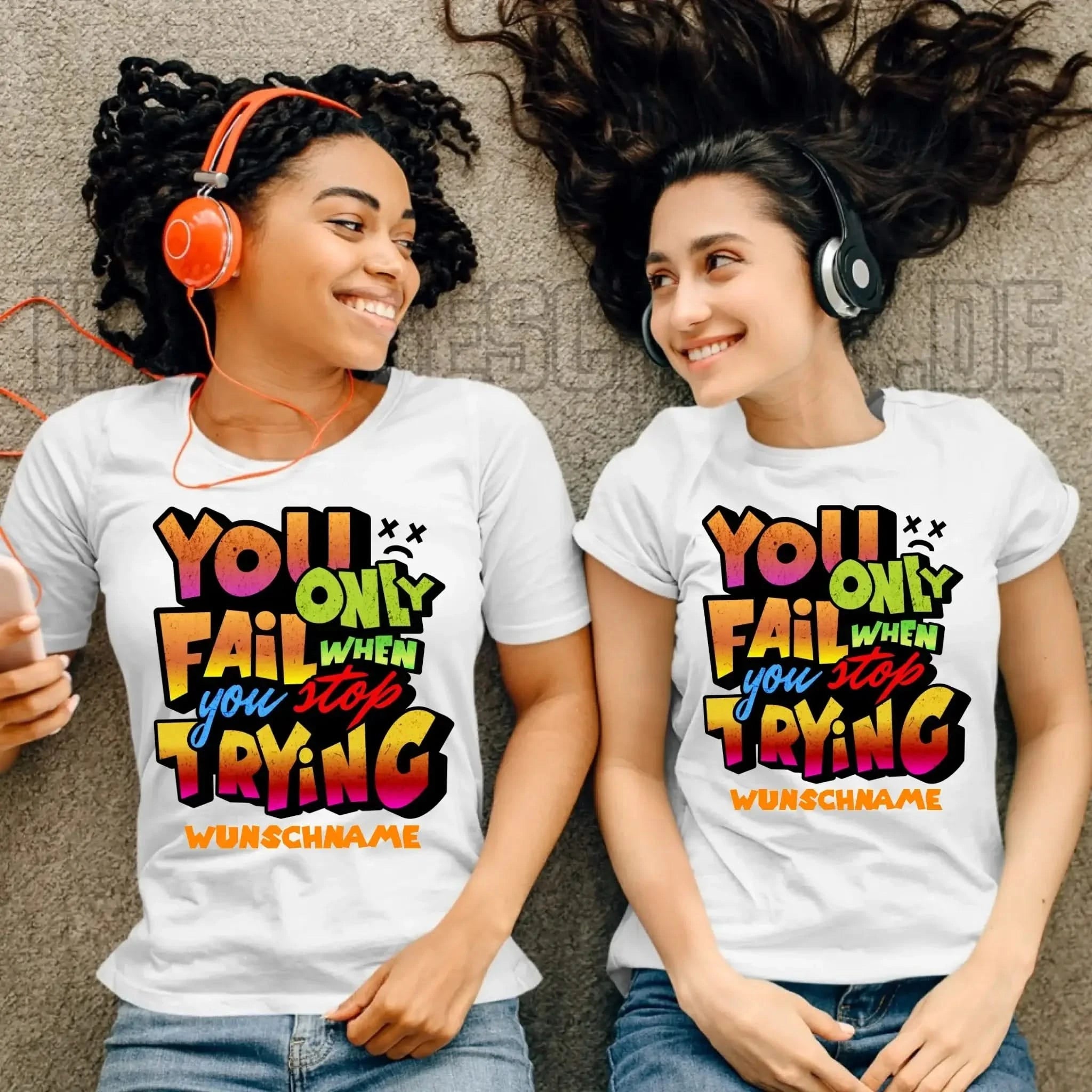 You only fail when + dein Wunschtext • Ladies Premium T-Shirt XS-2XL aus Bio-Baumwolle für Damen • Exklusivdesign • personalisiert