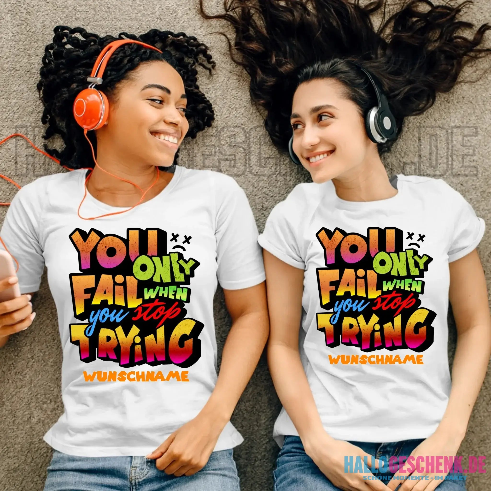 You only fail when + dein Wunschtext • Ladies Premium T-Shirt XS-2XL aus Bio-Baumwolle für Damen • Exklusivdesign • personalisiert