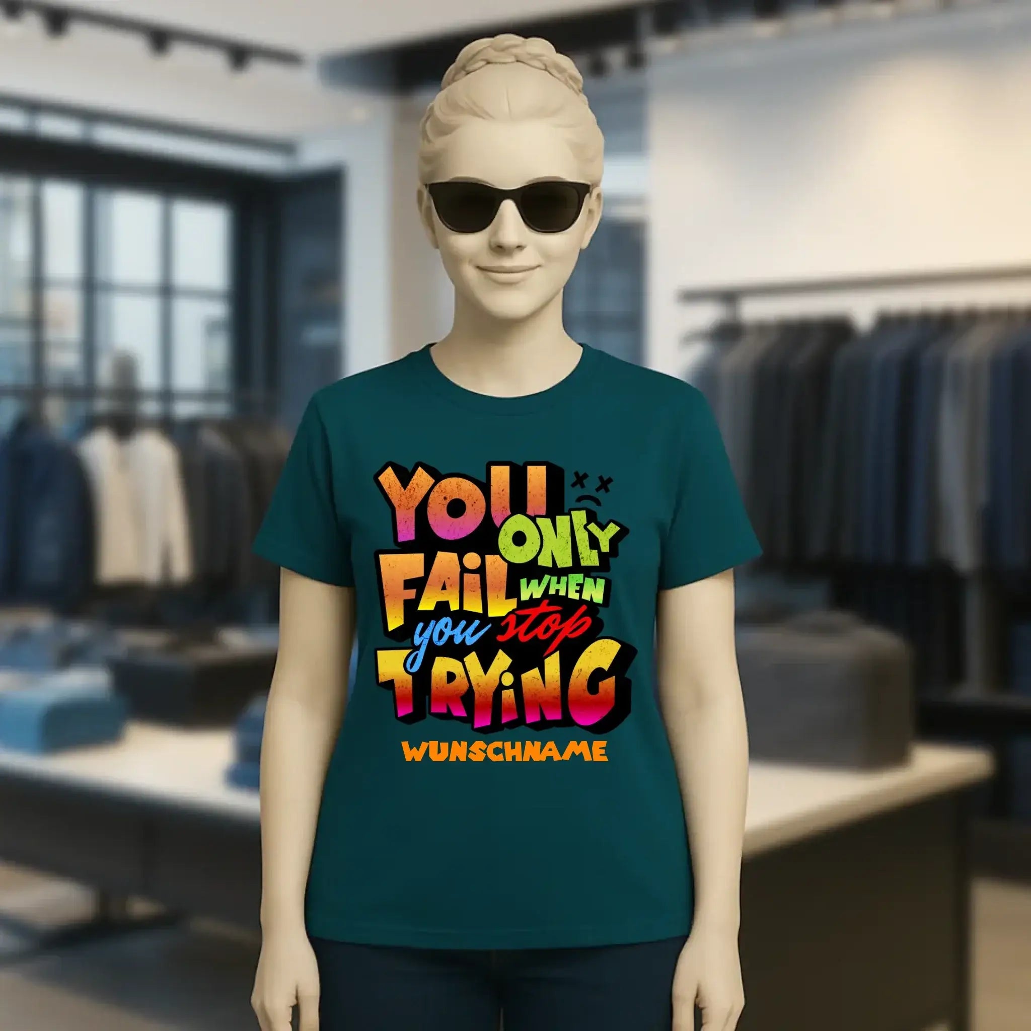 You only fail when + dein Wunschtext • Ladies Premium T-Shirt XS-2XL aus Bio-Baumwolle für Damen • Exklusivdesign • personalisiert