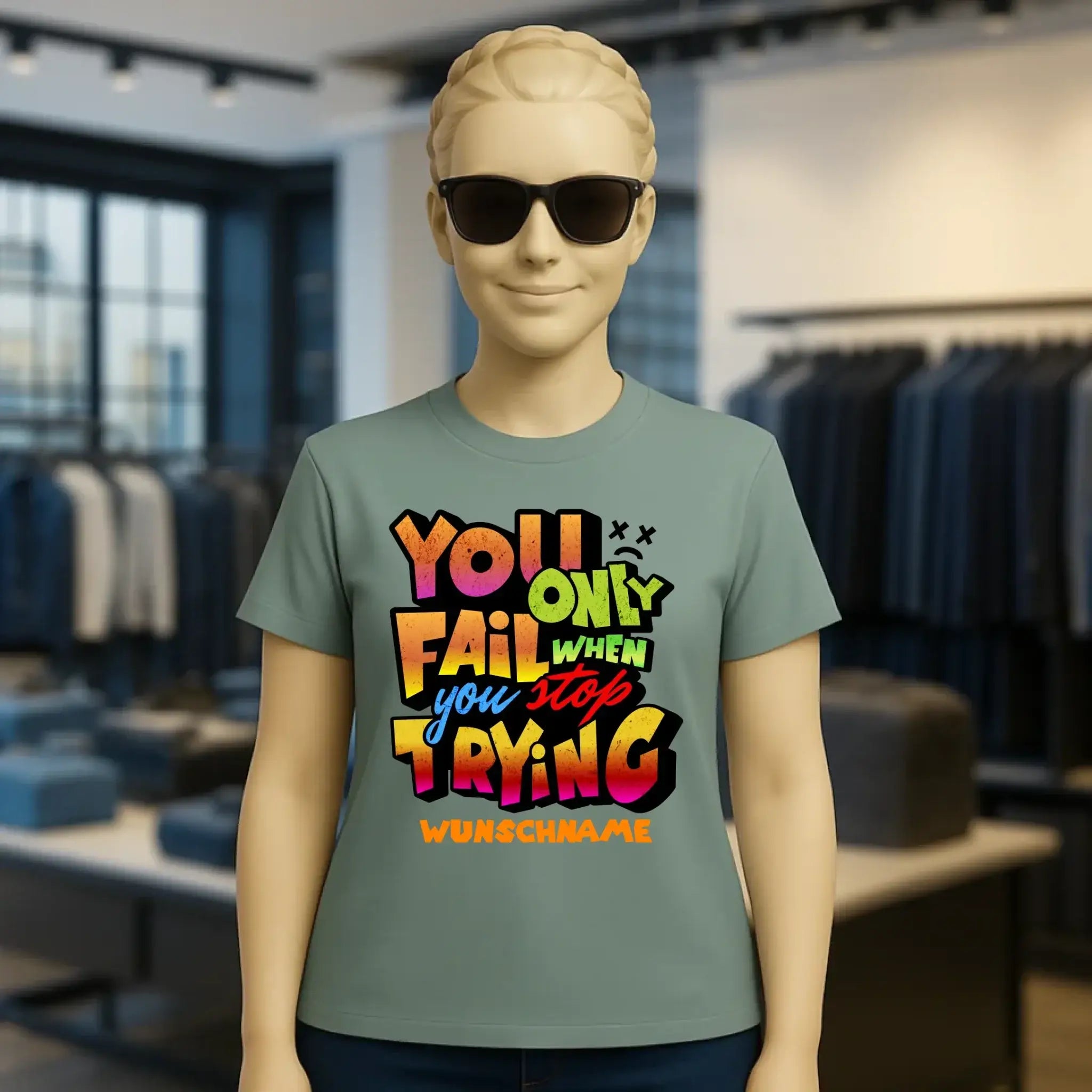 You only fail when + dein Wunschtext • Ladies Premium T-Shirt XS-2XL aus Bio-Baumwolle für Damen • Exklusivdesign • personalisiert