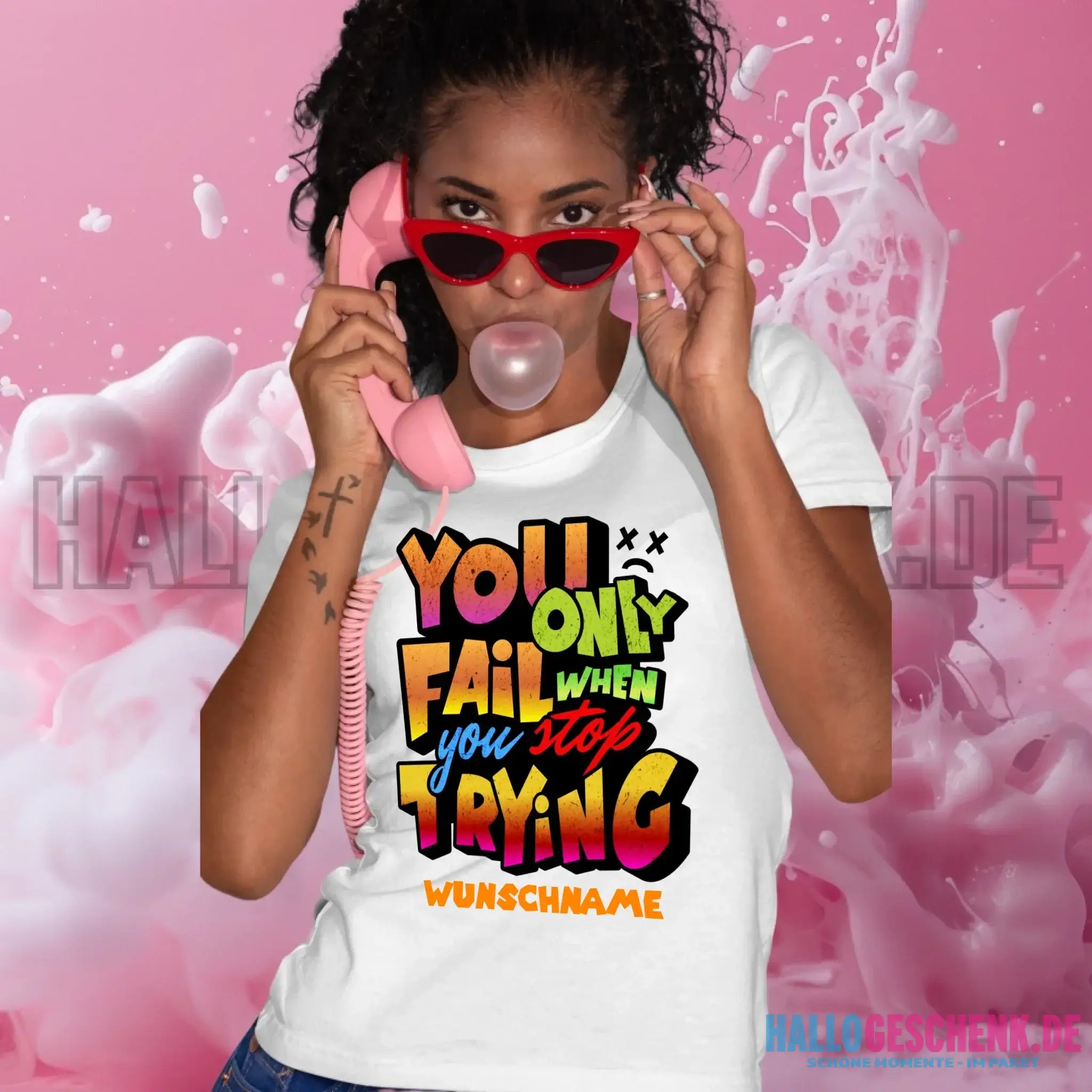 You only fail when + dein Wunschtext • Ladies Premium T-Shirt XS-2XL aus Bio-Baumwolle für Damen • Exklusivdesign • personalisiert