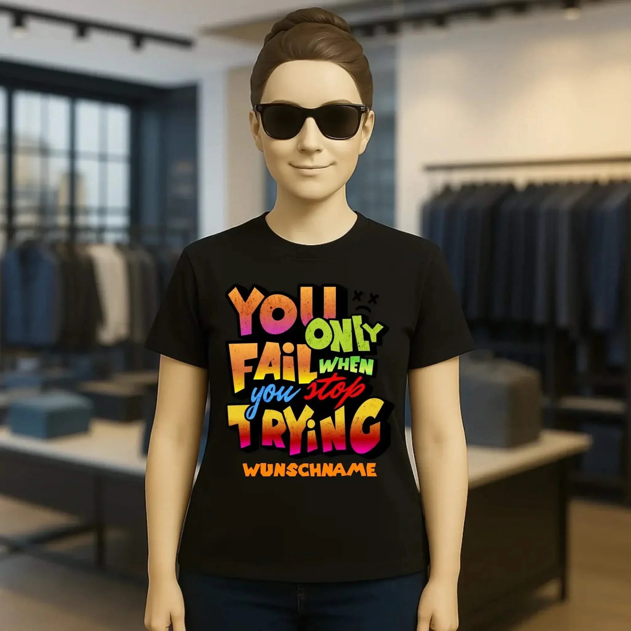You only fail when + dein Wunschtext • Ladies Premium T-Shirt XS-2XL aus Bio-Baumwolle für Damen • Exklusivdesign • personalisiert