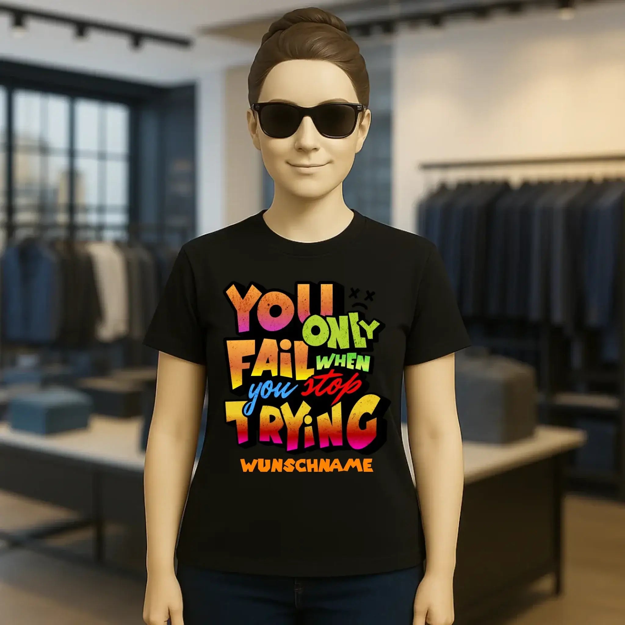 You only fail when + dein Wunschtext • Ladies Premium T-Shirt XS-2XL aus Bio-Baumwolle für Damen • Exklusivdesign • personalisiert