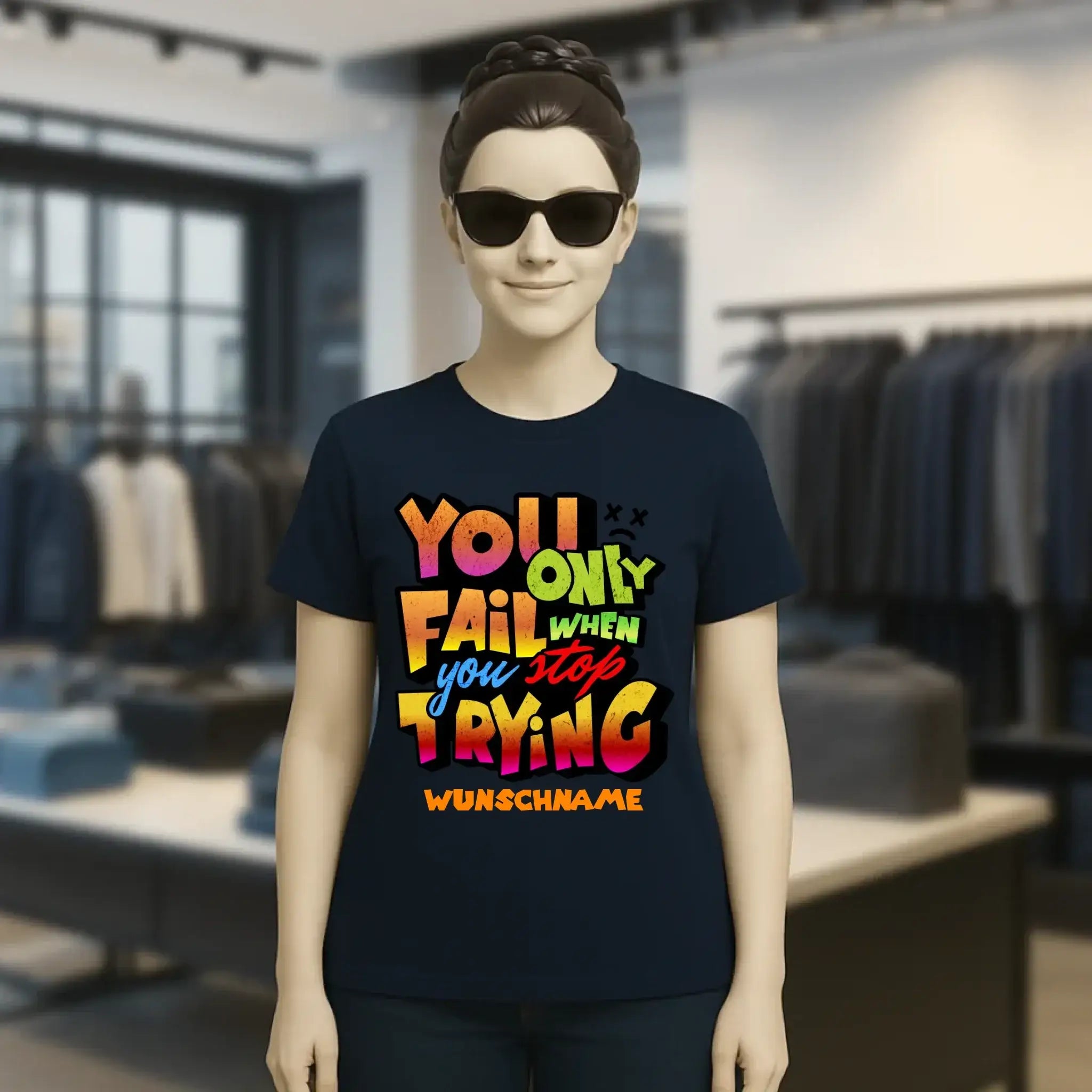 You only fail when + dein Wunschtext • Ladies Premium T-Shirt XS-2XL aus Bio-Baumwolle für Damen • Exklusivdesign • personalisiert