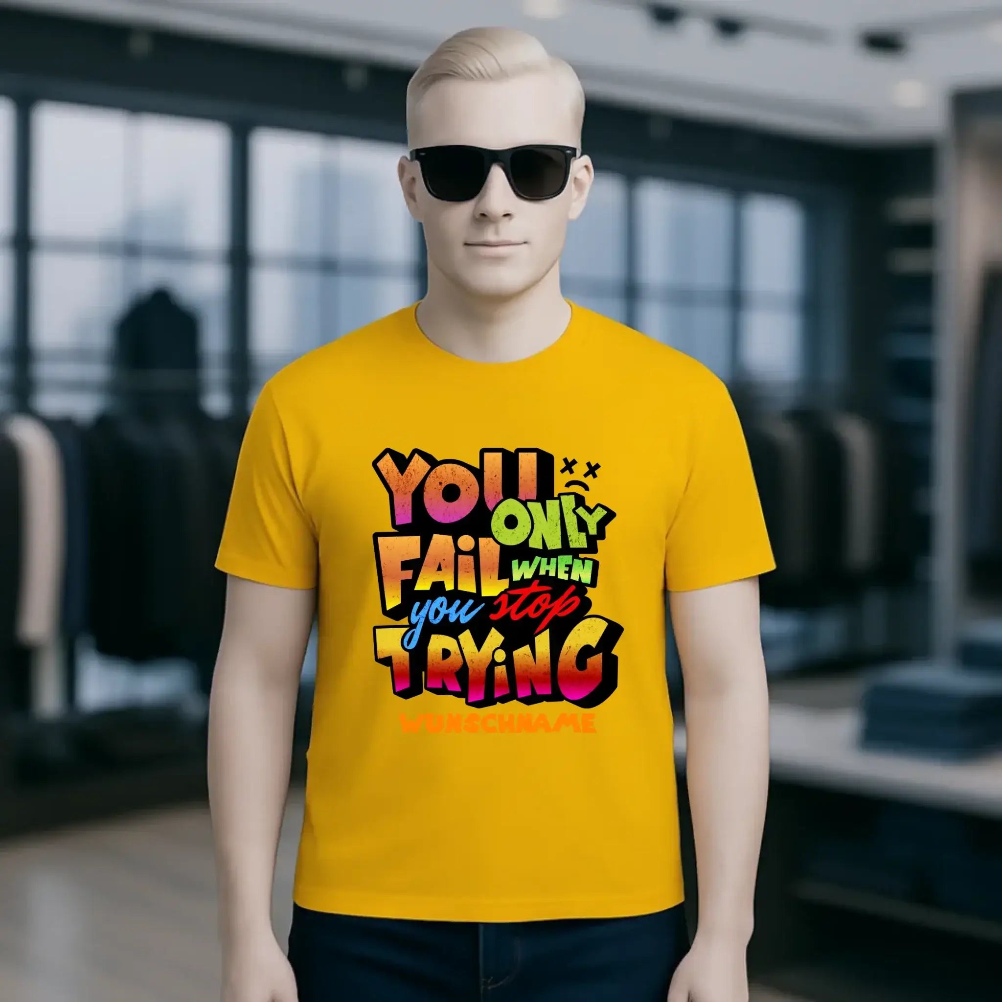 You only fail when + dein Wunschtext • Unisex Premium T-Shirt XS-5XL aus Bio-Baumwolle für Damen & Herren • Exklusivdesign • personalisiert