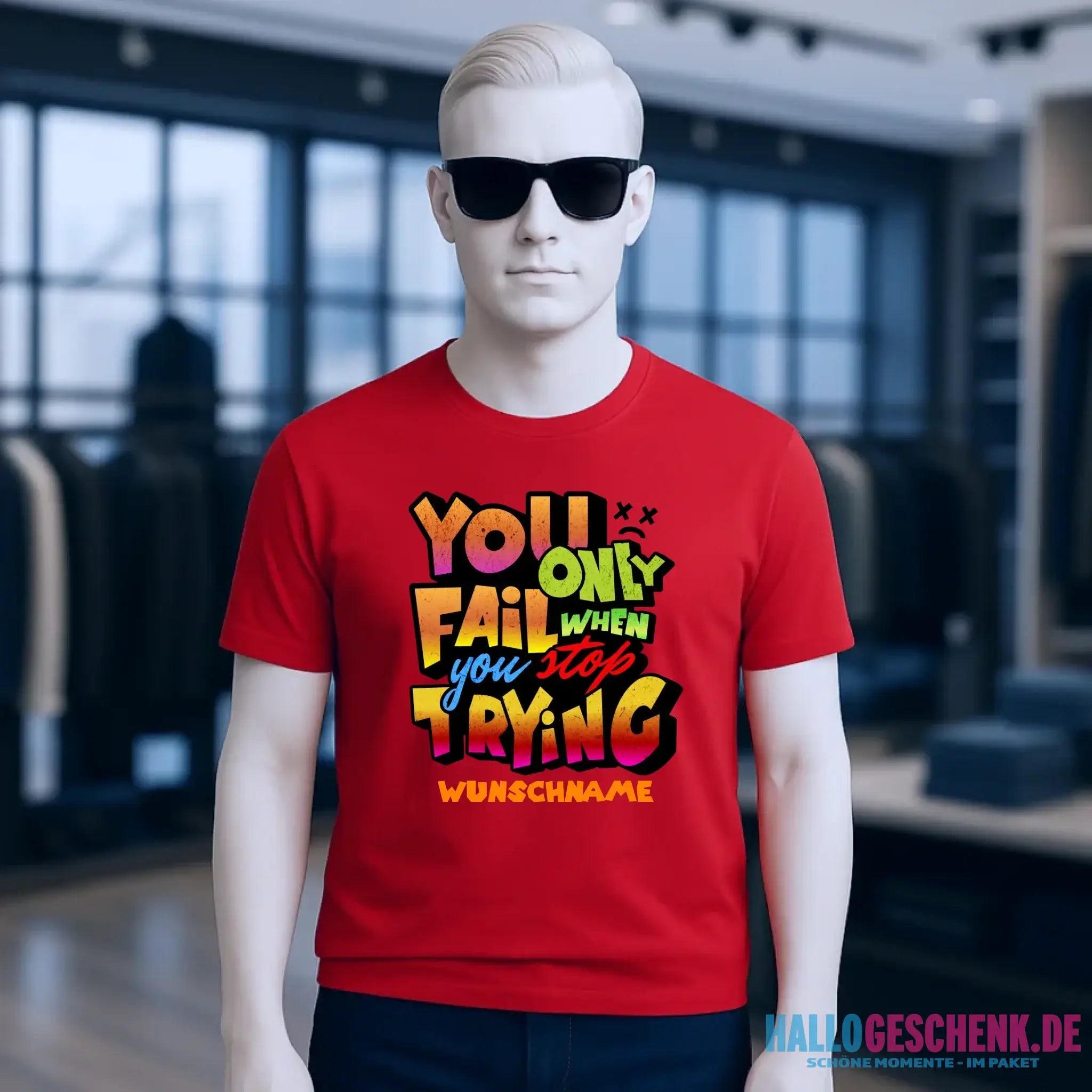 You only fail when + dein Wunschtext • Unisex Premium T-Shirt XS-5XL aus Bio-Baumwolle für Damen & Herren • Exklusivdesign • personalisiert