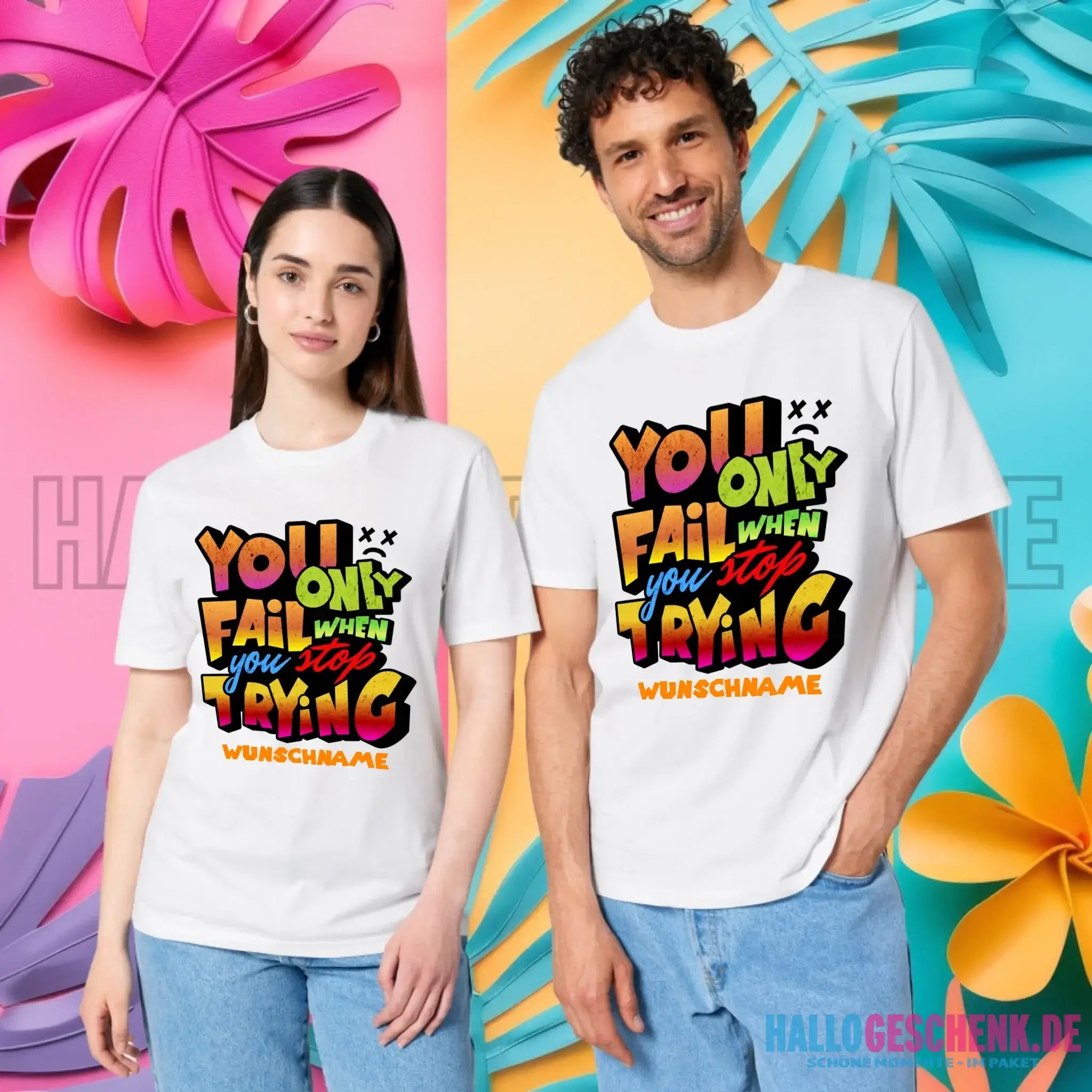 You only fail when + dein Wunschtext • Unisex Premium T-Shirt XS-5XL aus Bio-Baumwolle für Damen & Herren • Exklusivdesign • personalisiert