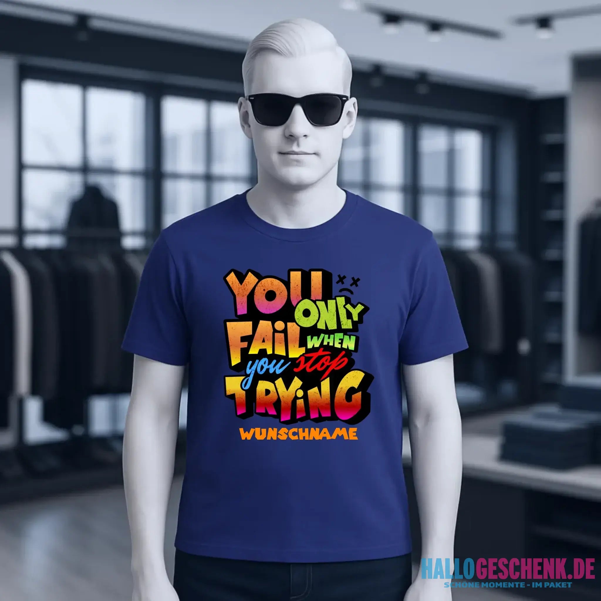You only fail when + dein Wunschtext • Unisex Premium T-Shirt XS-5XL aus Bio-Baumwolle für Damen & Herren • Exklusivdesign • personalisiert