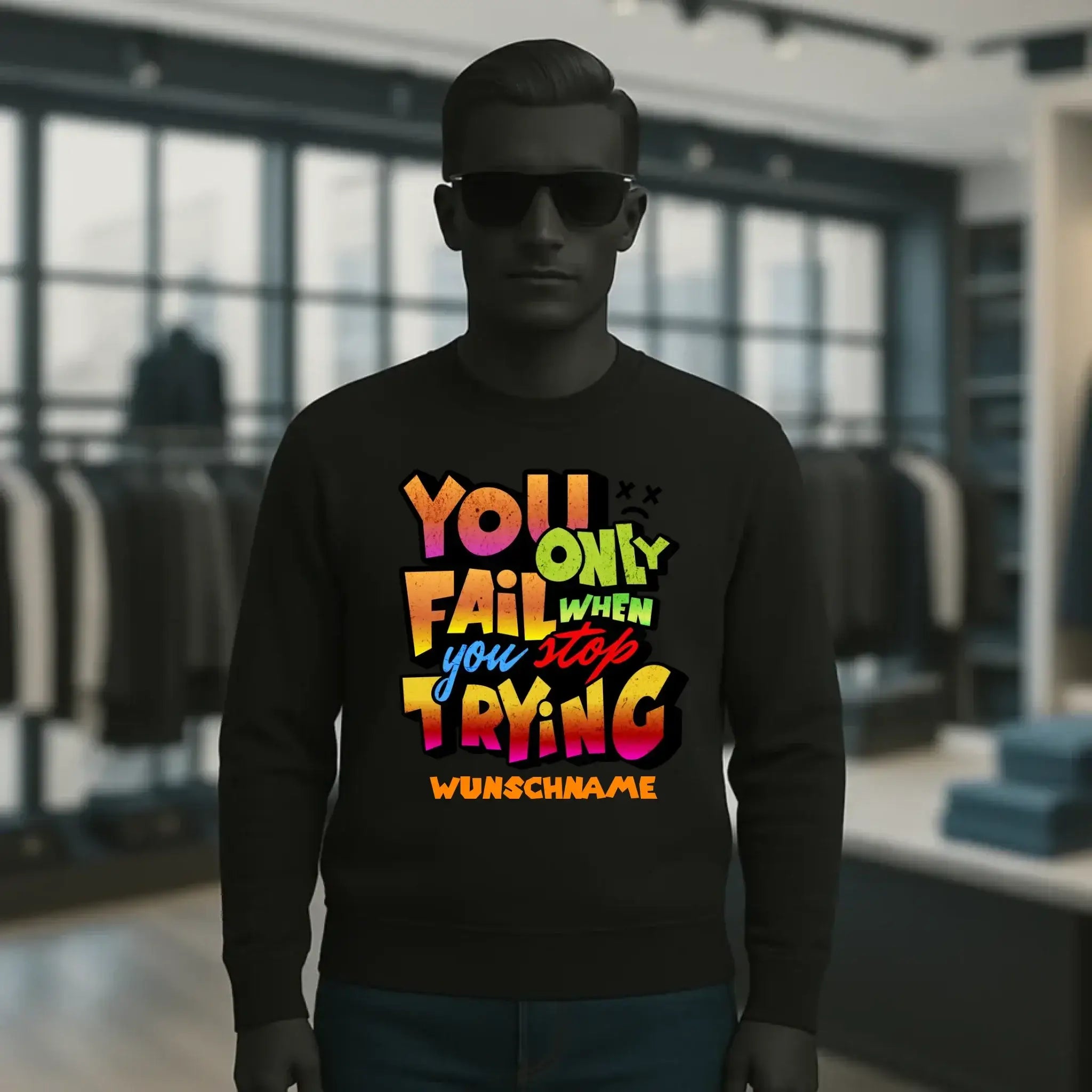 You only fail when + dein Wunschtext • Unisex Sweatshirt Bio-Baumwolle in 4 Farben XS-3XL • personalisiert