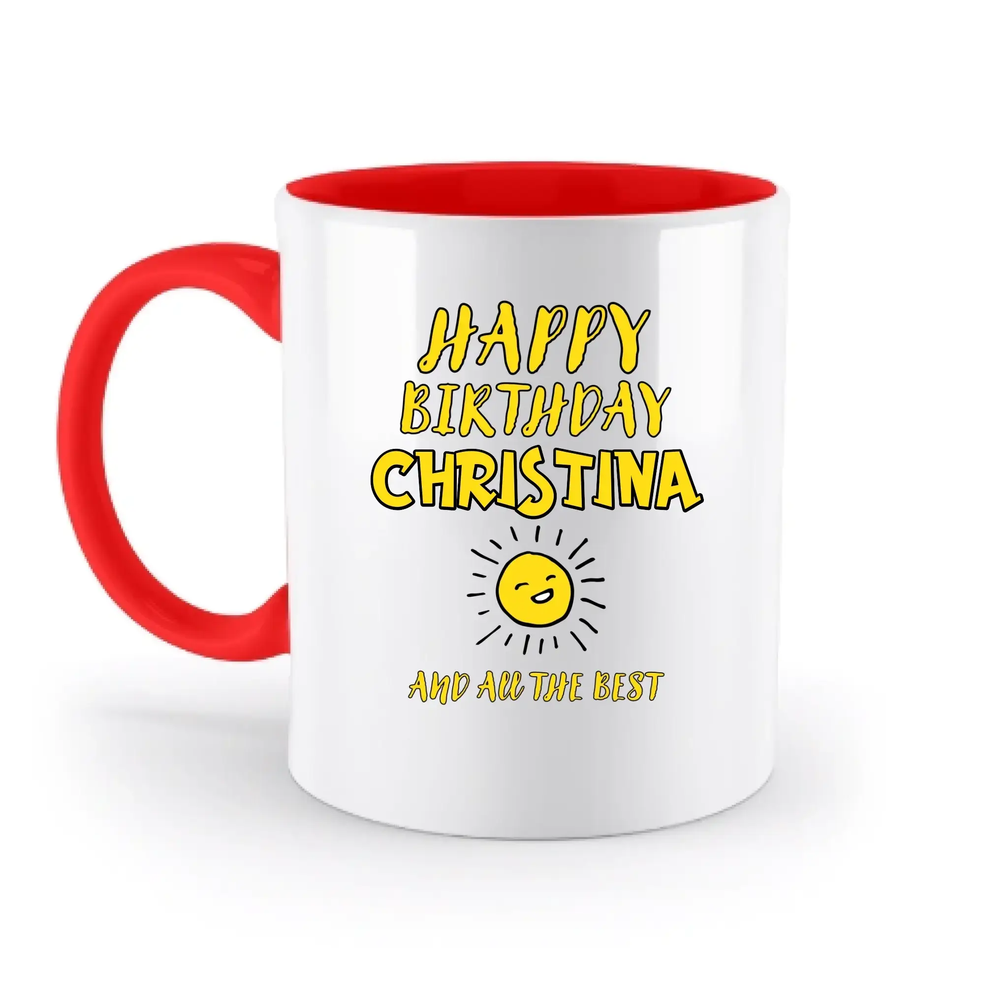 Zum Geburtstag mit deinem Wunschnamen • Birthday • zweifarbige Tasse • spülmaschinengeeignet • personalisiert
