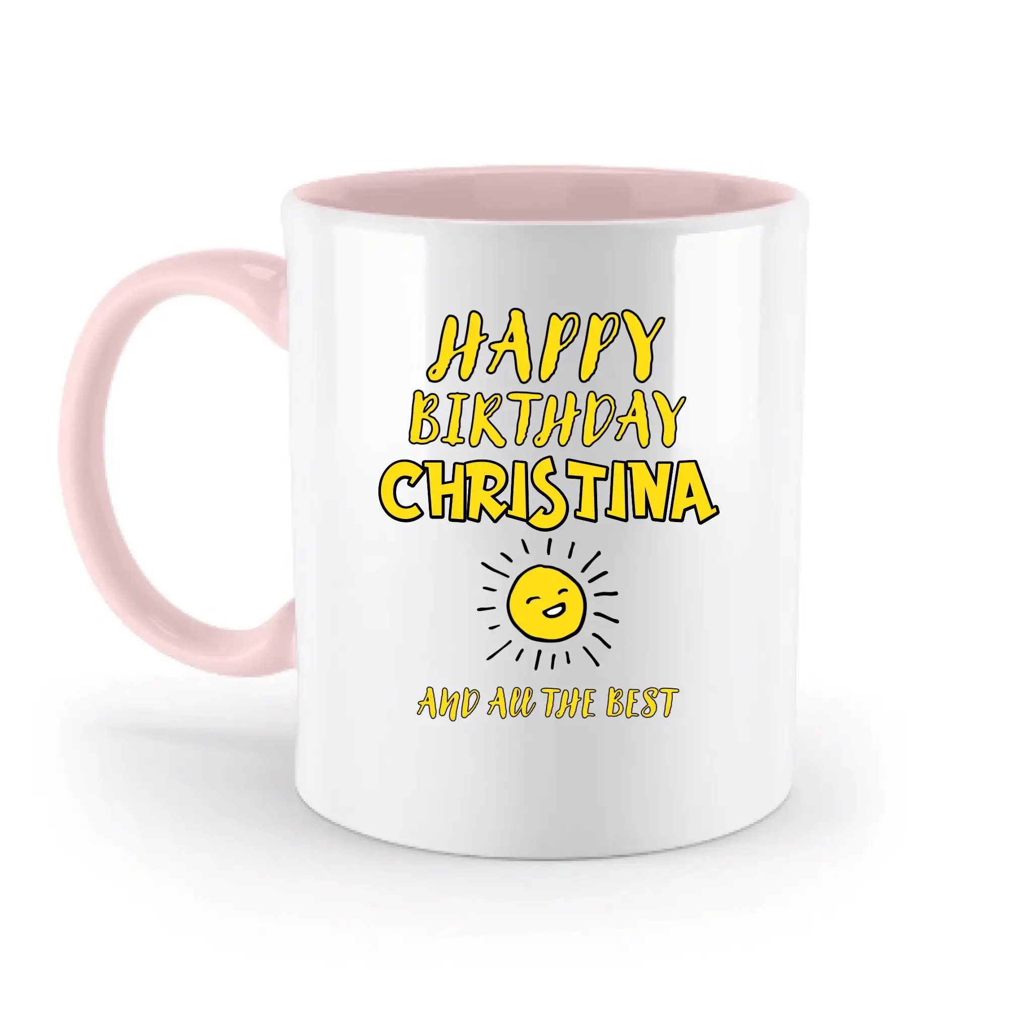 Zum Geburtstag mit deinem Wunschnamen • Birthday • zweifarbige Tasse • spülmaschinengeeignet • personalisiert