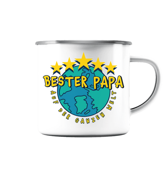 BESTER PAPA - Emaille Tasse (Silber) - HalloGeschenk.de