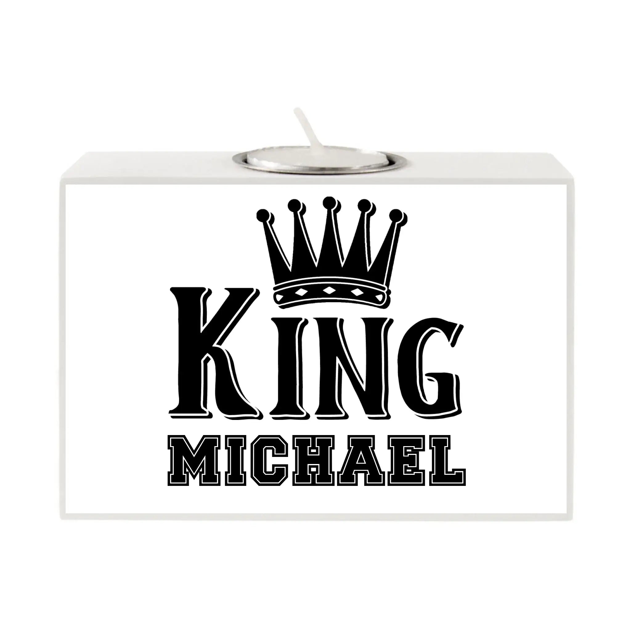 Personalisierter KING-Teelichthalter mit Wunschname