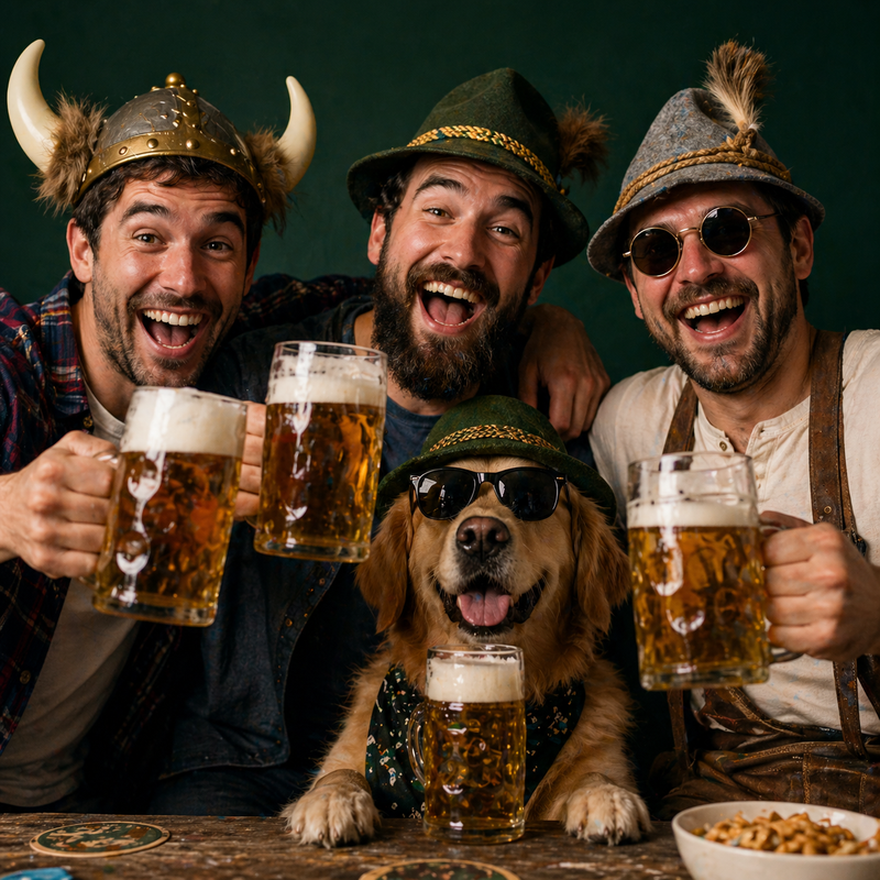 Weißer keramik-bierkrug aus der reihe bierliebhaber mit foto von zwei lächelnden personen beim anstoßen