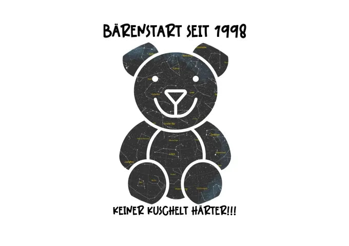 Echte Sternenkarte als Teddybär + Text