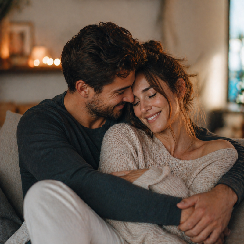 Zwei rote holzherzen mit strukturierter oberfläche aus der kollektion paare