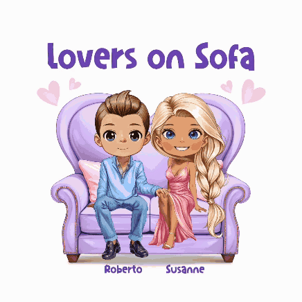 Lovers on Sofa diverse Paare/Freunde als Karikatur