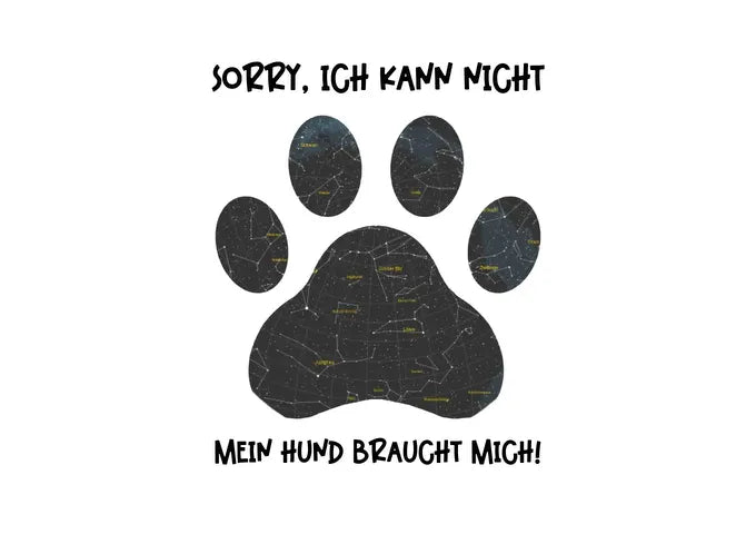 Echte Sternenkarte als Hundepfote + Text - HalloGeschenk.de