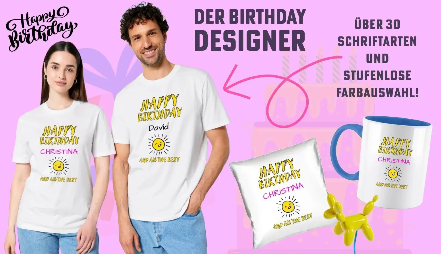 Geburtstag Design 1 mit Wunschname • Geburtstagskind