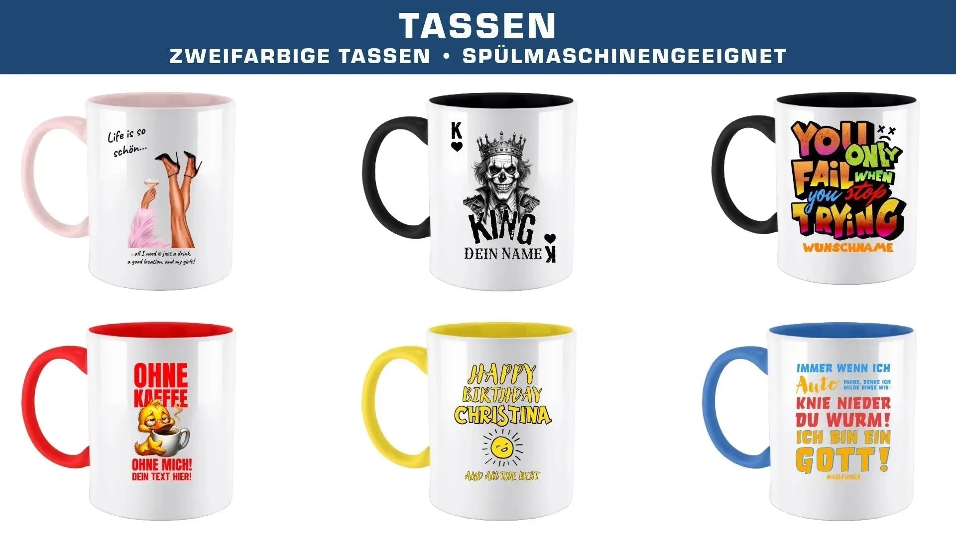 Tassen, zweifarbig