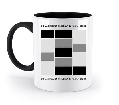 13er Fotocollage - mit Wunschtext (personalisierbare Fotomotive) - Zweifarbige Tasse / Black / 330ml