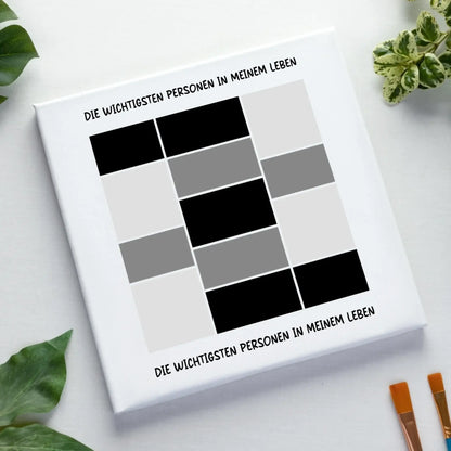 13er Fotocollage - mit Wunschtext (personalisierbare Fotomotive) - Leinwand auf Holzkeilrahmen / Standard / 20cm-x-20xm