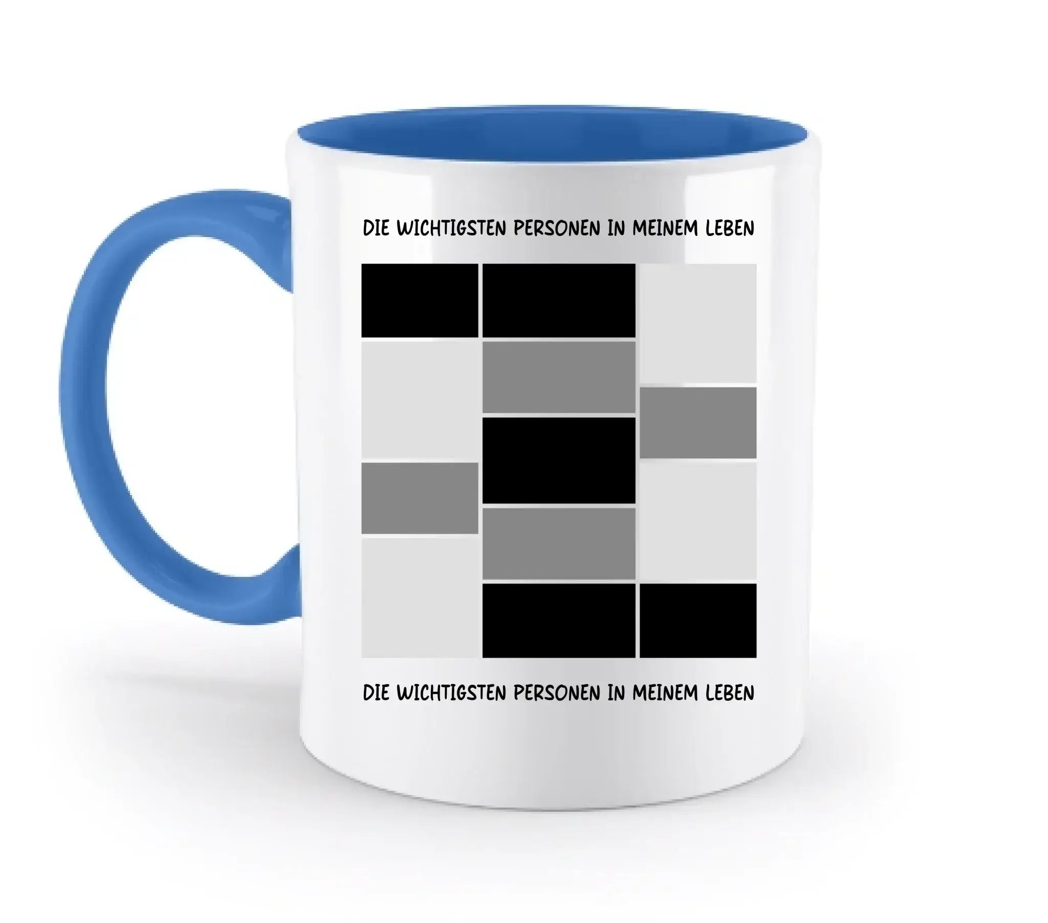 13er Fotocollage - mit Wunschtext (personalisierbare Fotomotive) - Zweifarbige Tasse / Blue / 330ml - personalisierbare