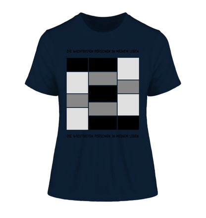 13er Fotocollage - mit Wunschtext (personalisierbare Fotomotive) - Damen T-Shirt (Fitted) • Bio / French Navy / 2XL
