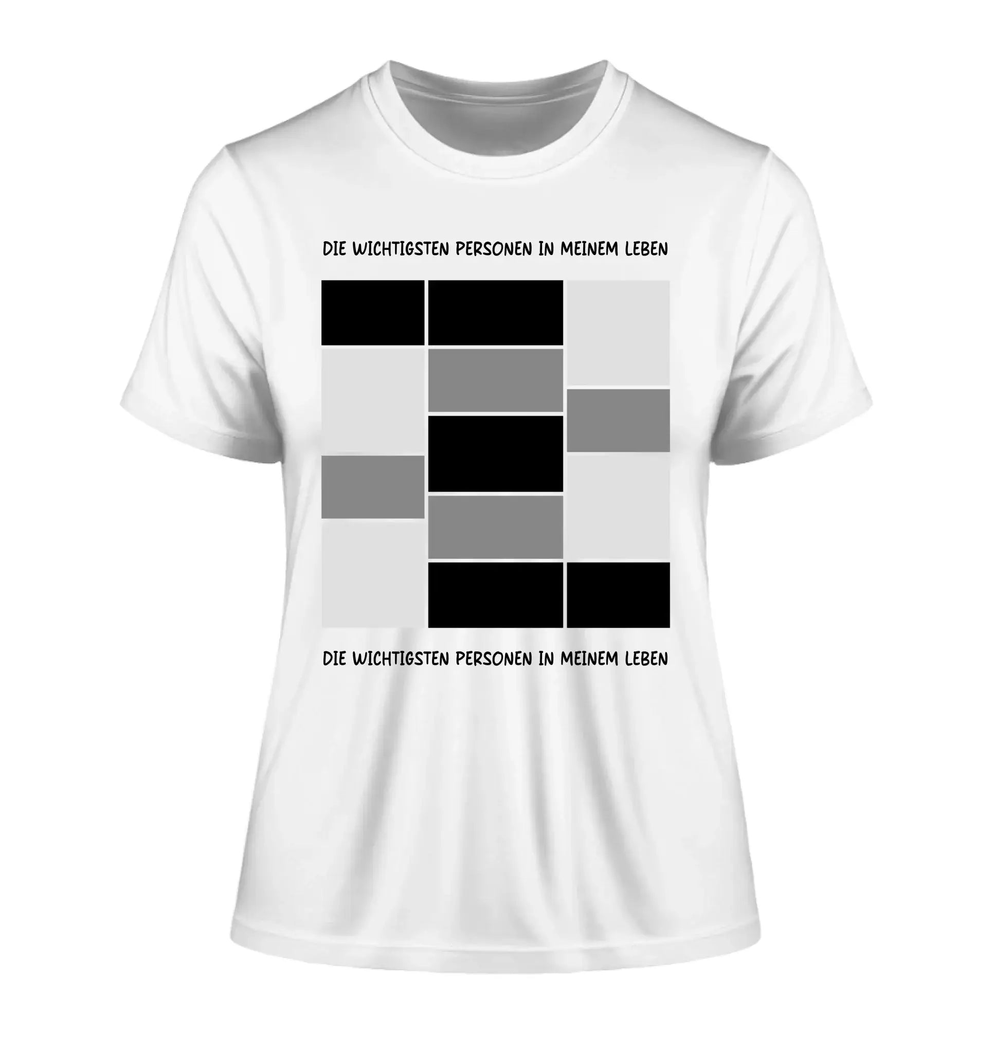 13er Fotocollage - mit Wunschtext (personalisierbare Fotomotive) - Damen T-Shirt (Fitted) • Bio / White / 2XL