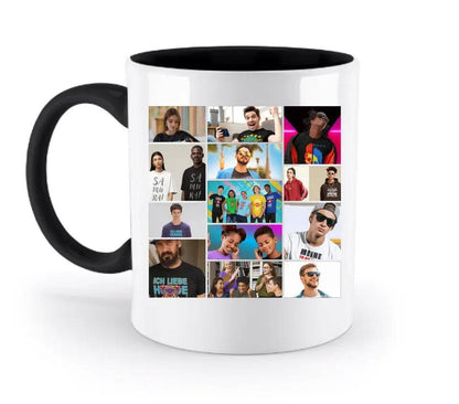 14 Bilder Collage mit deinen Fotos auf einer zweifarbigen Tasse