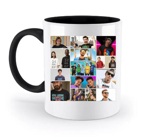 14 Bilder Collage mit deinen Fotos auf einer zweifarbigen Tasse - HalloGeschenk.de #geschenkideen# #personalisiert# #geschenk#