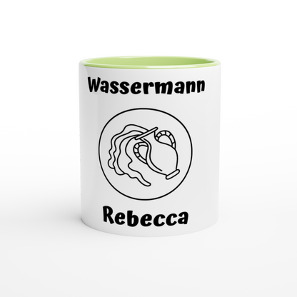 Mit 3D-Vorschau: 12 Sternzeichen mittig mit Name + personalisierten Sprüchen • zweifarbige Tasse